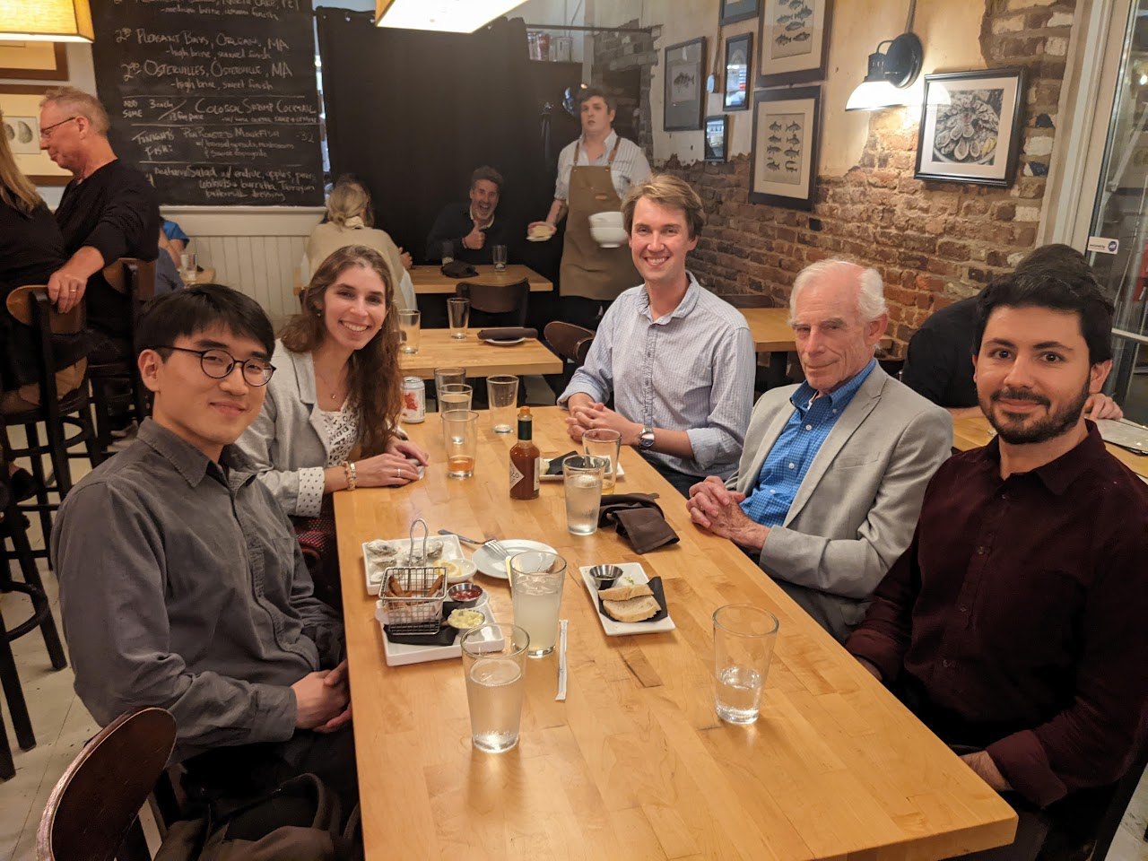 Dinner with Nobel Laureate in Economics Prof. Christopher Sims, and graduate colleagues and friends, Don Suh, Joe Anderson, and Hasan Toprak.
